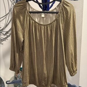 MICHAEL Michael Kors Metallic Gold Scoop Neck Long-Sleeve Top